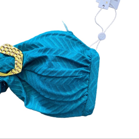 Trina Turk Empire Buckle Bandeau Bikini Top 4 nwt marine - Picture 4 of 8